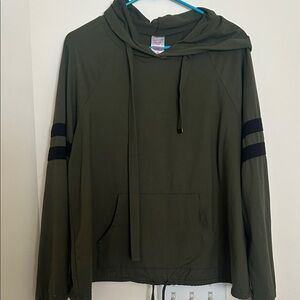 NOBO Olive Hoodie with Black Arm Stripes